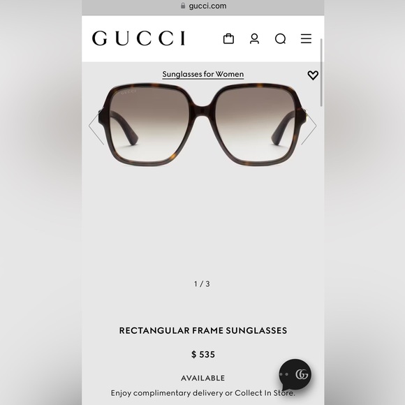 (NWT) Gucci RECTANGULAR FRAME SUNGLASSES Havana brown - Picture 11 of 13